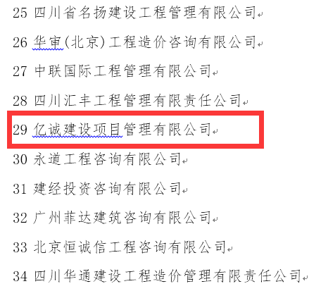 穩(wěn)健發(fā)展,厚積薄發(fā)—億誠公司再次榮登全國造價咨詢企業(yè)百強榜 穩(wěn)健發(fā)展,厚積薄發(fā)—億誠公司再次榮登全國造價咨詢企業(yè)百強榜